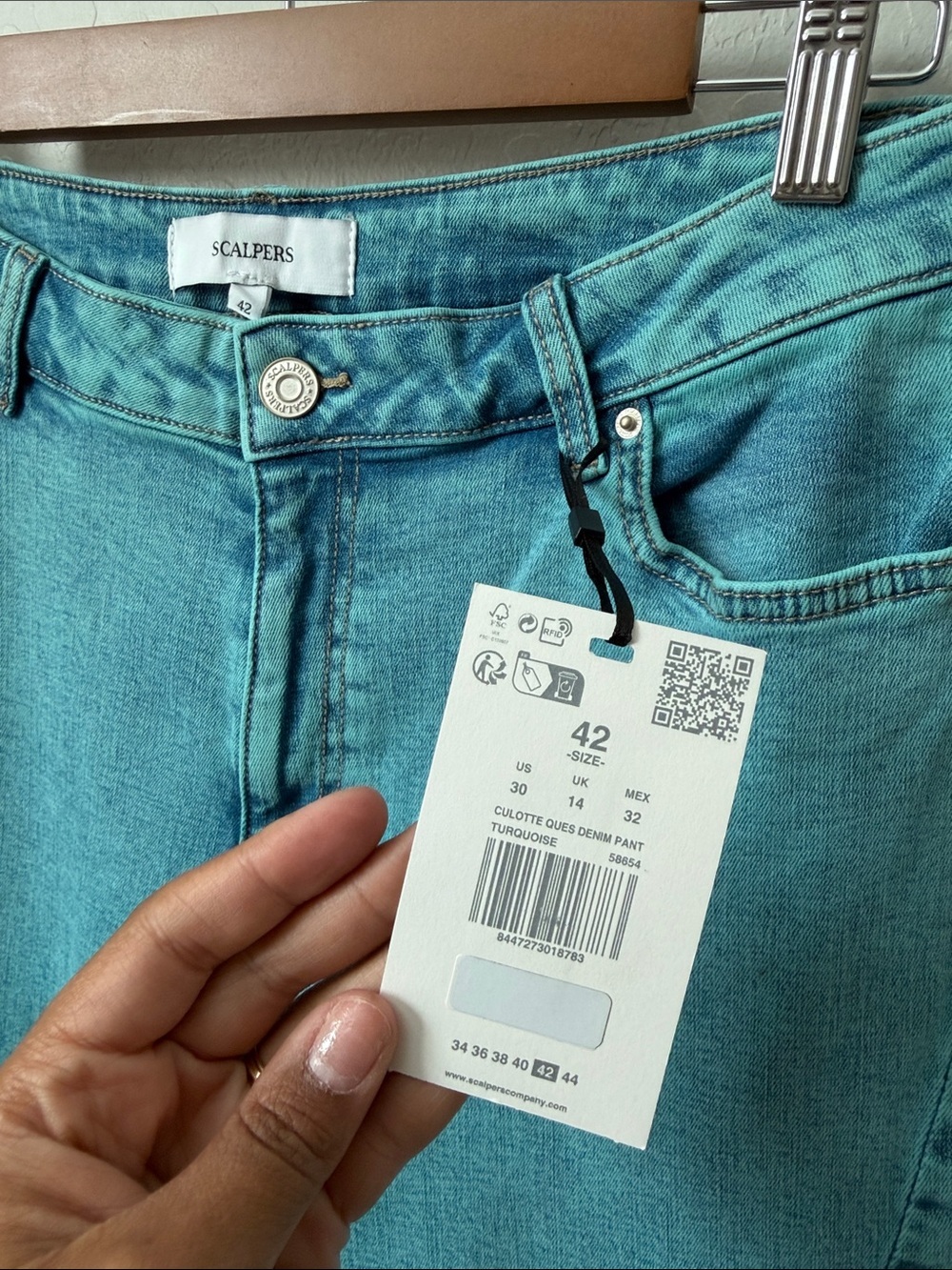 NWT Scalpers Culotte Ques Denim Matching Set Turquoise Wash size L - Picture 4 of 10